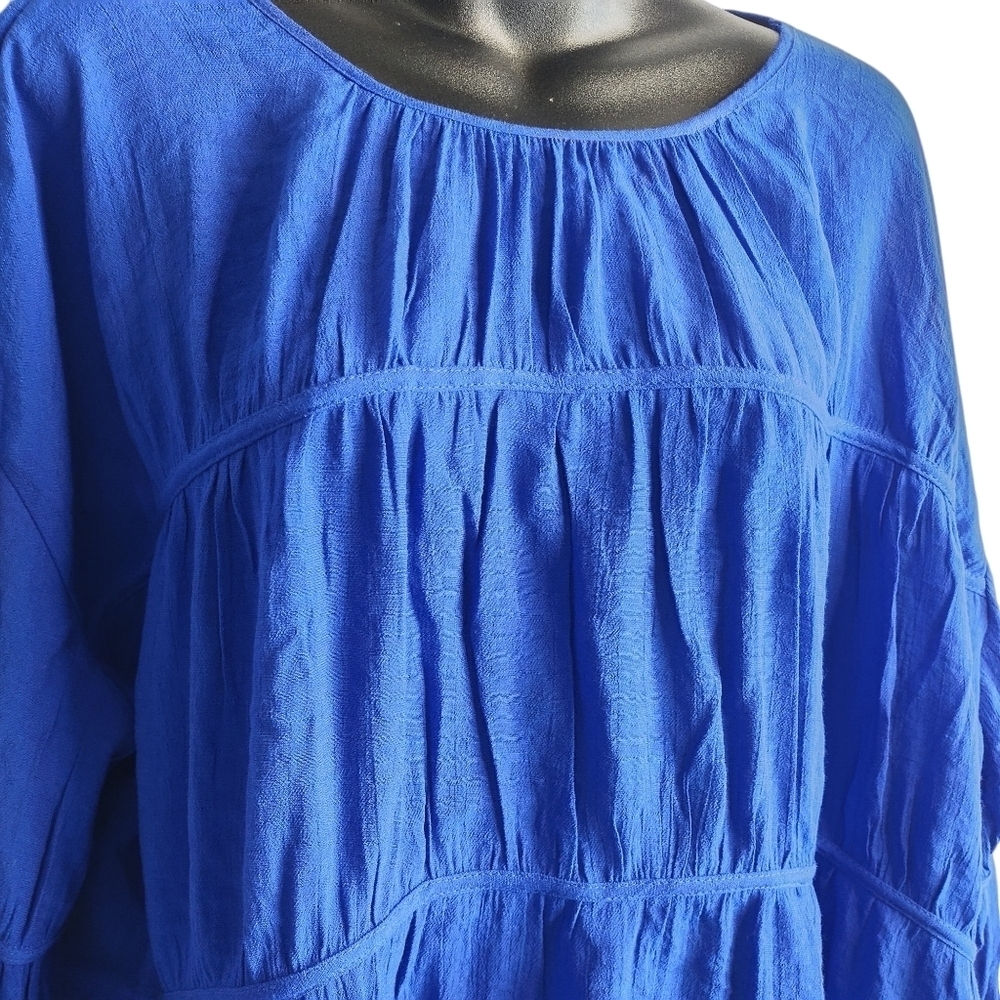 C Est. 1946 Women's Blue 3/4 Ruffle Sleeve Cowlneck Top Blouse Size XL NWT - Picture 3 of 11
